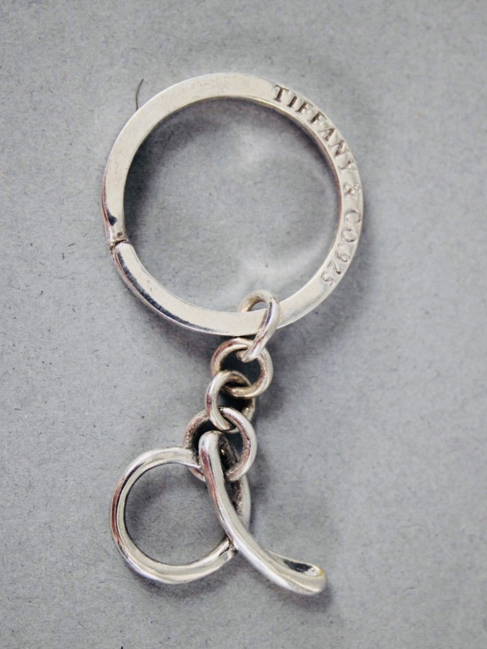 Tiffany & Co. Sterling Silver Letter A Keychain Key Ring